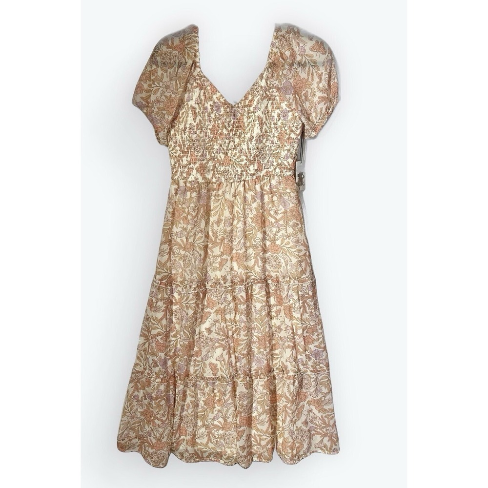 NWT Sincerely Jules  Floral Milkmaid Boho Midi‎ Dress Tiered Chiffon Size Medium
